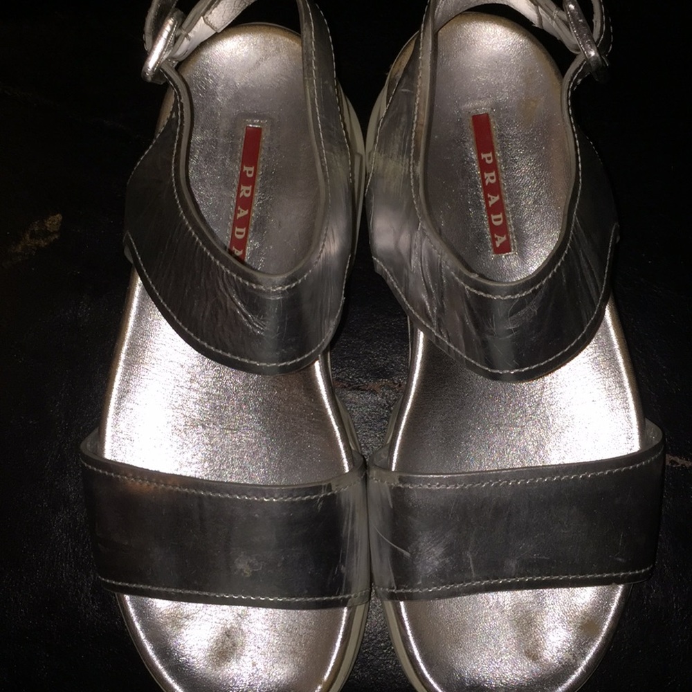 PRADA SANDALS SIZE 6/12 COLOR SILVER